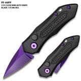 Purple Push Button Legal Auto Knife Black Handle PF-49PP
