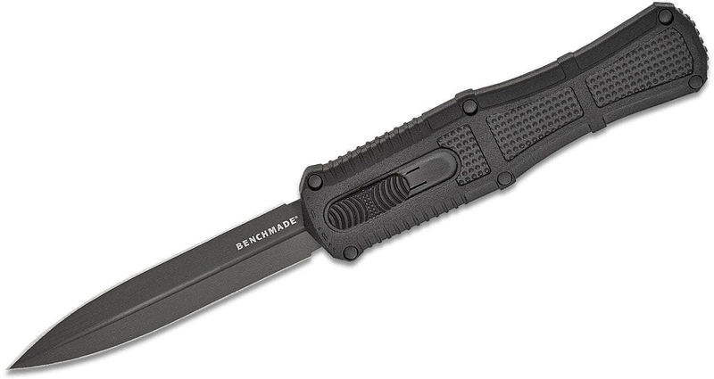 Benchmade 3370GY Claymore OTF AUTO Knife 3.89" CPM-D2 Smoke Gray PVD Double Edge Dagger Blade, Black Grivory Handle