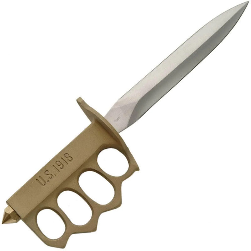 1918 WWI Trench Knife, 12" Overall, Brass Finish, Knuckle Guard 210704-BS / HK-26115