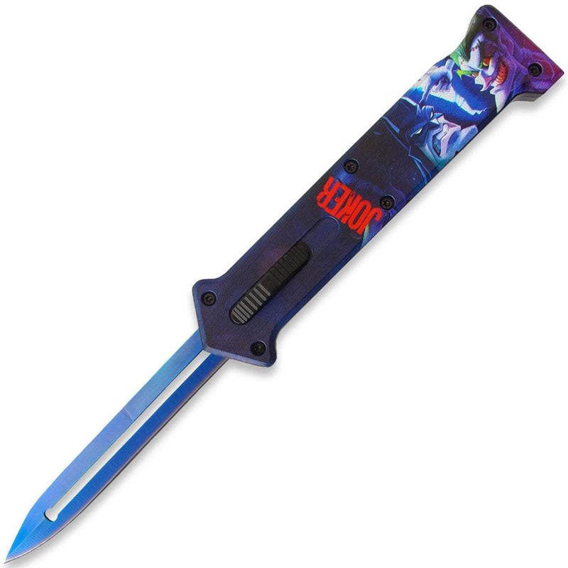 3 D Print Handle JOKER" Blue Single Edge Blade OTF Knife Out The Front Limited Edition OTFL-JO-02