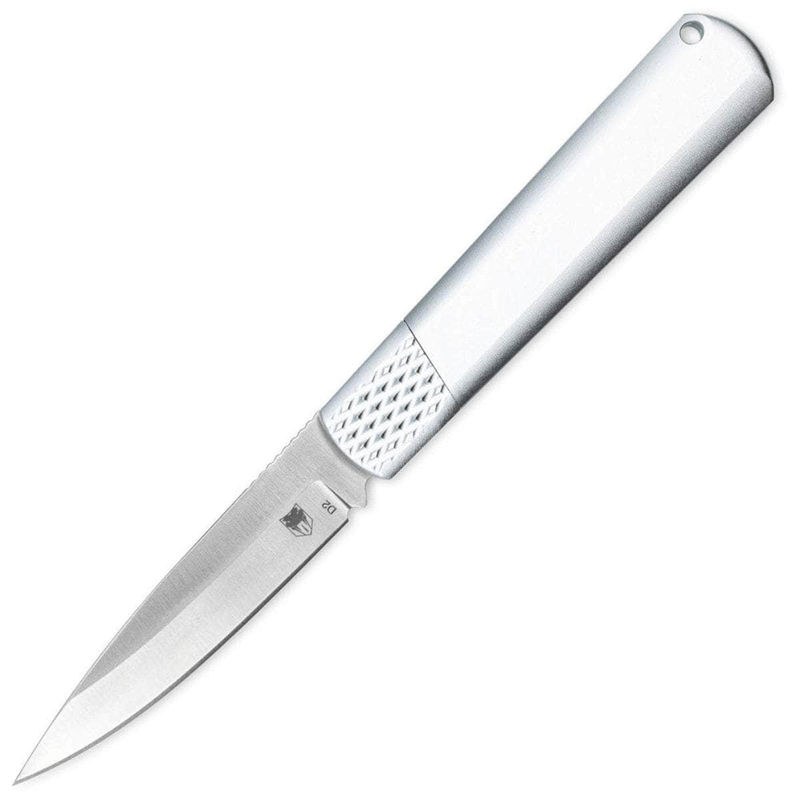 CobraTec Gideon Auto, 3" D2 Hidden Release Blade, Silver Handle - CTGHRSSB