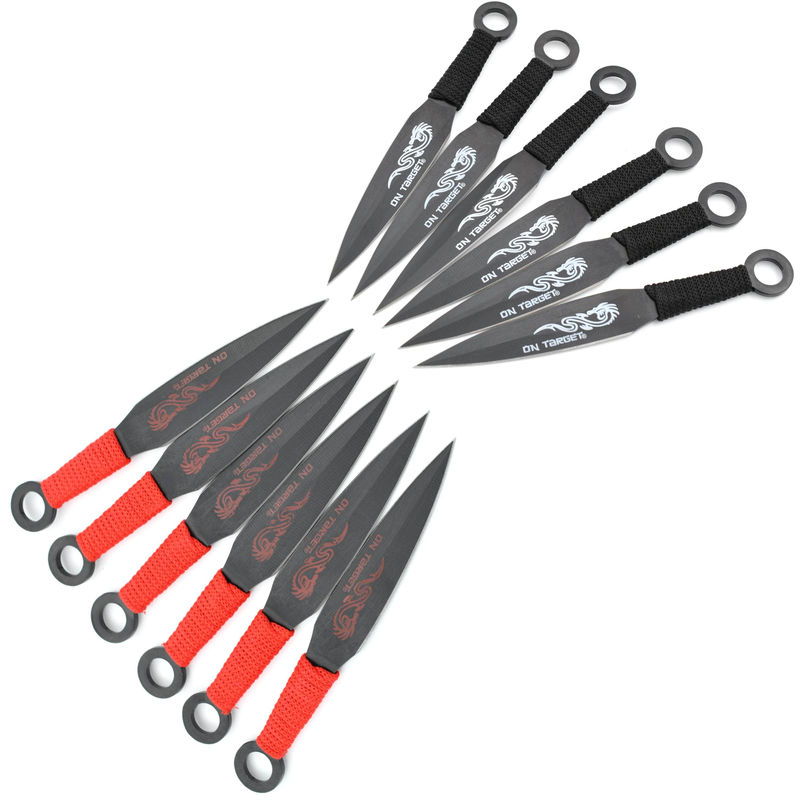 On Target Bullseye 12-Piece Target Throwing Knife Set, 6" Throwers, Sheath TK0076