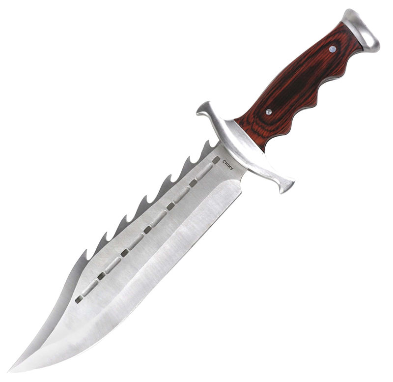 Epic Spiked Full Tang Bowie Knife, 9.5" Blade, Hardwood Handle EW-318