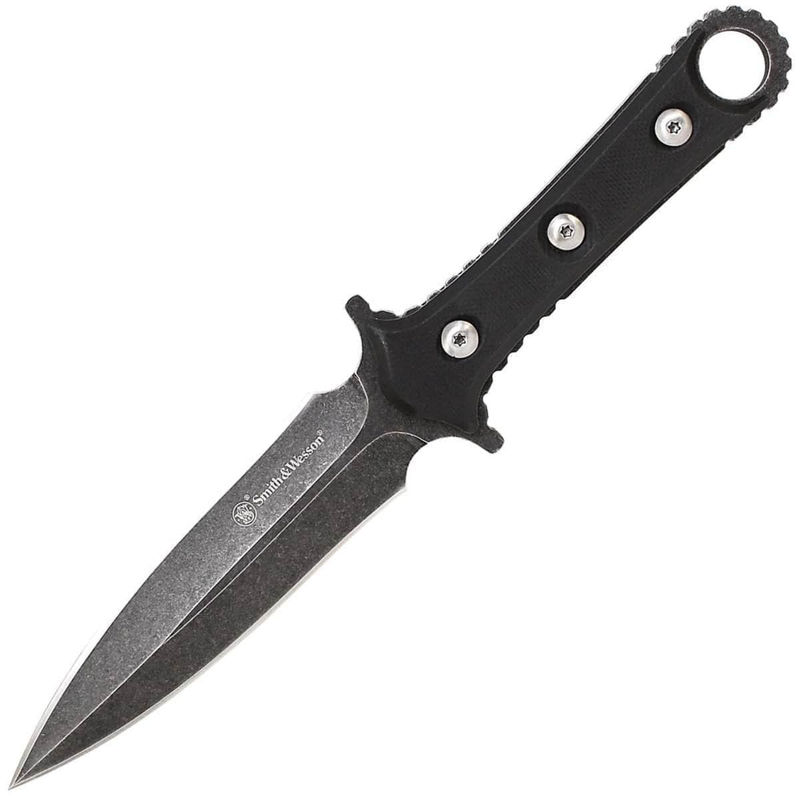 Smith & Wesson Boot Knife, 4.4" Blade, TPE Handle, Leather Sheath - SWF606