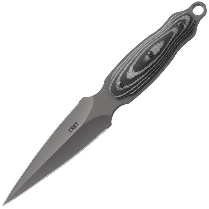 CRKT Shrill, 4.7" Dual Plain Blade, Micarta Handle, Leather Sheath - 2075