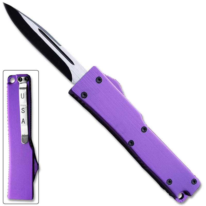 Electrifying California Legal OTF Dual Action Knife (Purple)