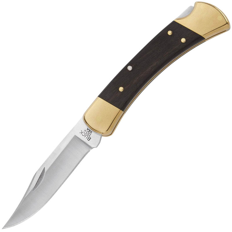Buck 110 Folding Hunter, 3.75" 420HC Blade, Crelicam Ebony Handle, Sheath 0110BRS-B