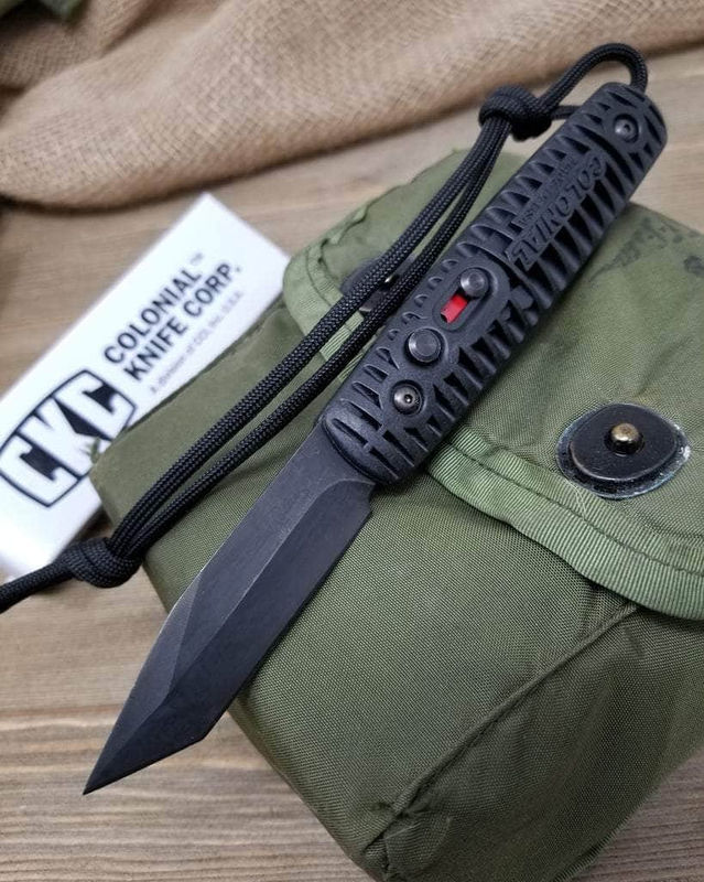 Colonial Knife Company 108 Auto Tactical Knife, 2.75" Plain Blade, Black Handle 591501