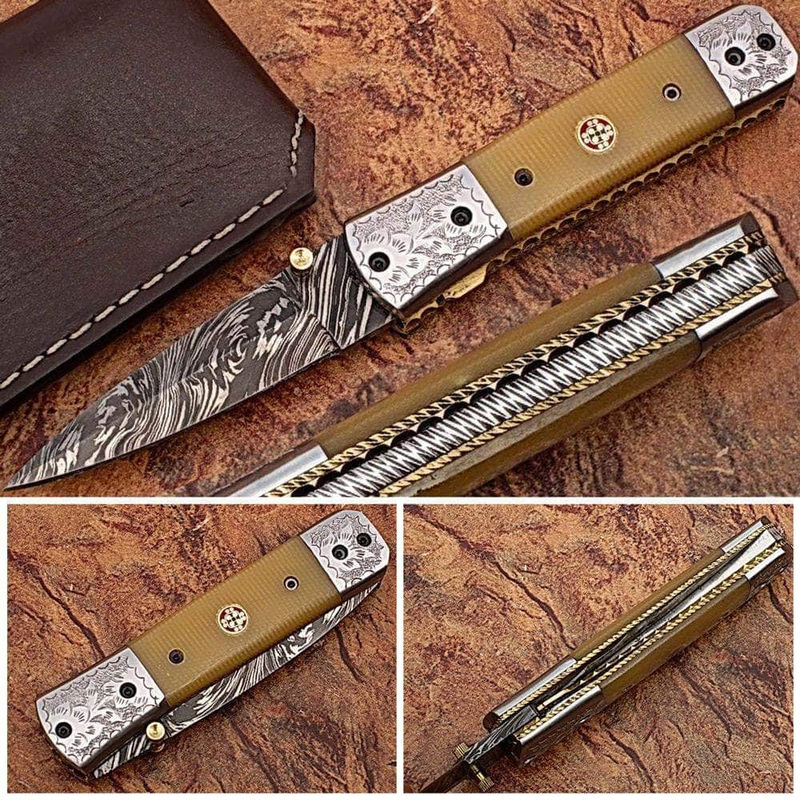 White Deer Signature Executive Series, 3.3" Damascus Blade, Camel Bone Handle - FDM-2529