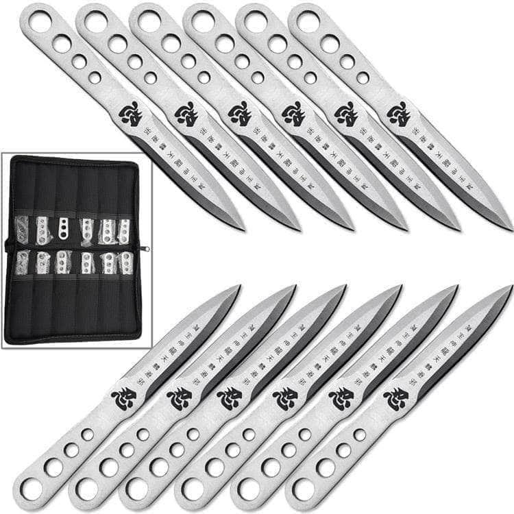 Japanese Shinobi 12-Piece Throwing Knife Set, 6" Overall TK90SC