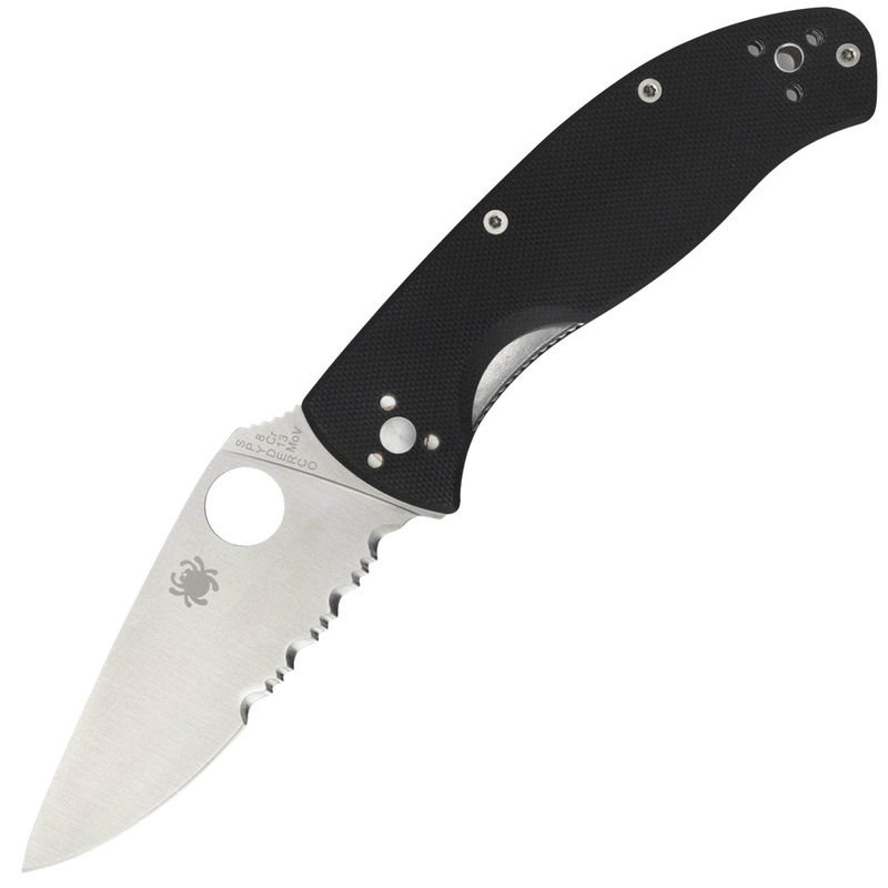Spyderco Tenacious, 3.39" Combo Edge Blade, Black G10 Handle - C122GPS