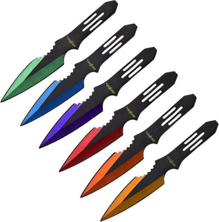 Perfect Point 6-Piece Multi-Color Throwing Knives - PP-595-6MC
