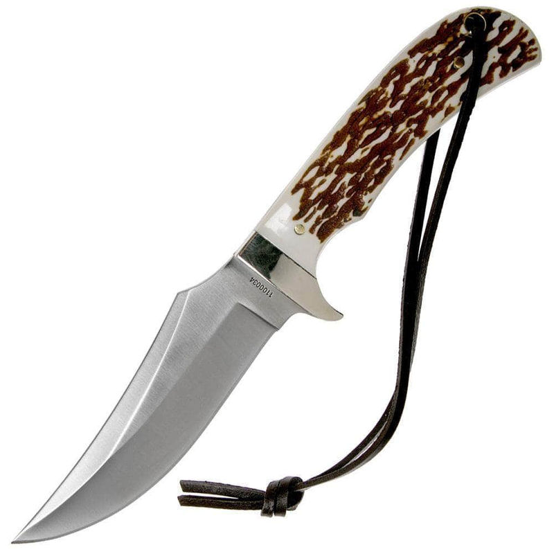 Schrade Uncle Henry Hunter, 4.25" Blade, Staglon Handle, Sheath - 1100034