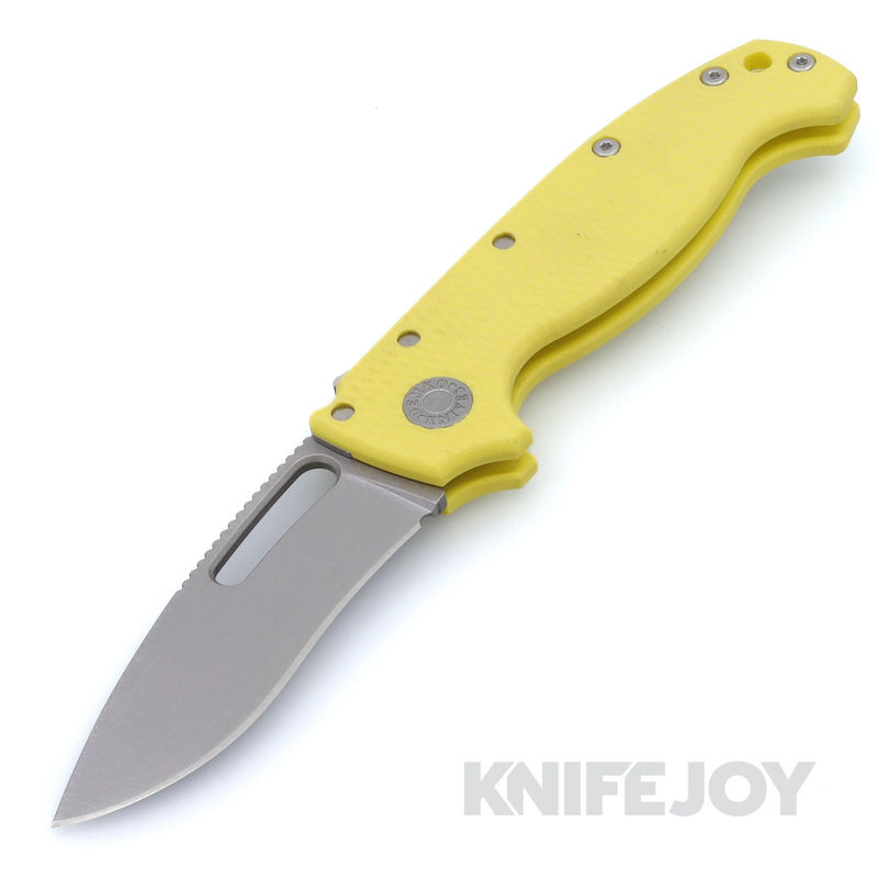 Demko Knives MG AD20S Kopis 20CV Blade with Yellow Textured G10 Big Belly Handles