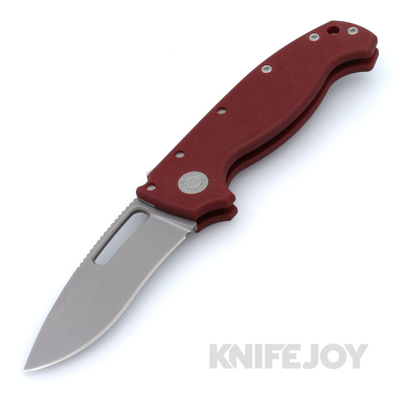 Demko Knives MG AD20S Kopis 20CV Blade with Red Peel Ply Textured G10 Big Belly Handles