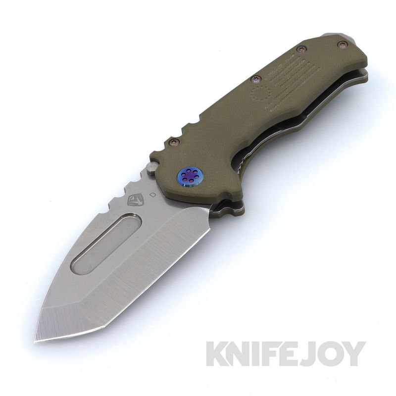 Medford Knives Praetorian Scout M/P D2 Tumbled Tanto Blade with OD Green G10 Handles / Flamed Hardware and Clip / Standard Breaker