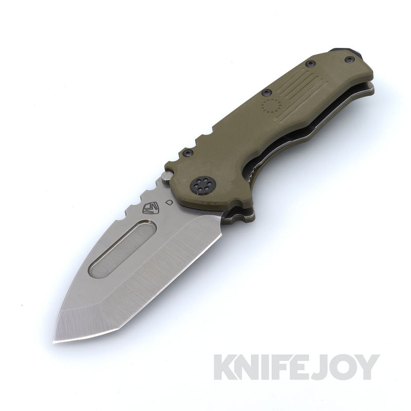 Medford Knives Praetorian Scout M/P D2 Tumbled Tanto Blade with OD Green G10 Handles / Black Hardware / DLC Clip and Breaker