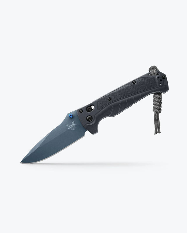 Benchmade 18060BT-01 Adira Axis Lock Folder Drop Point Cerakote Blue CPM-Magnacut Blade with Tempest Gray Grivory Handles