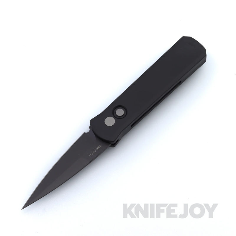 Pro-tech Knives 721-LH GODSON LEFT HAND Auto DLC Blade with Black Aluminum Handles