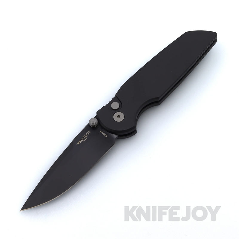 Pro-tech Knives PT-INT103 Tactical Response 3 Integrity Double Thumbstud Manual Black S35VN Blade with Black Aluminum Handles / Hardware / Deep Carry Clip