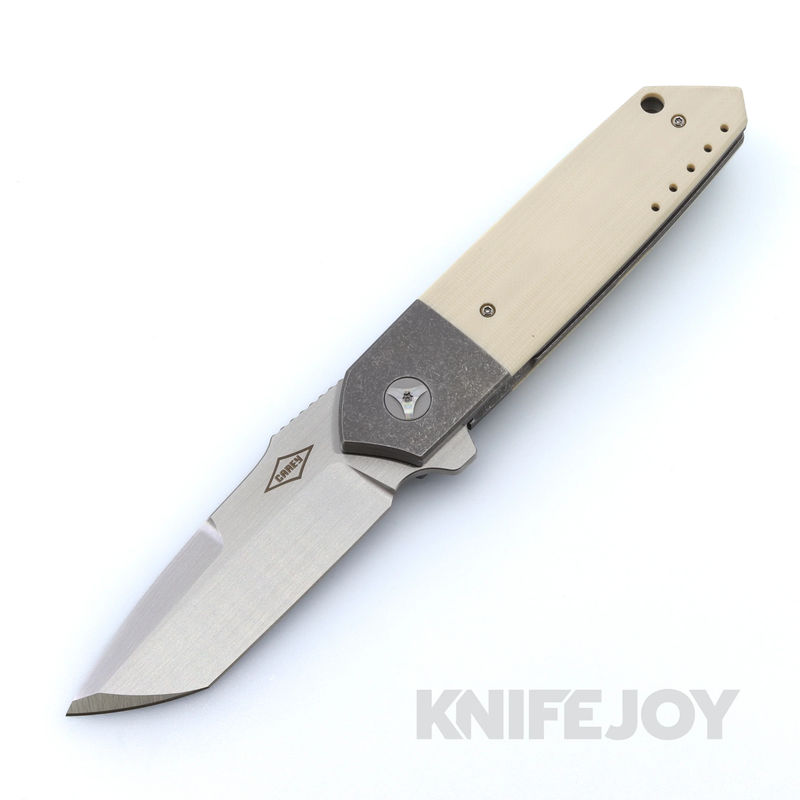 Mechforce Carey Collab Roadster Folder with Satin M390 Blade and Ivory G10 Handle with Titanium Bolsters