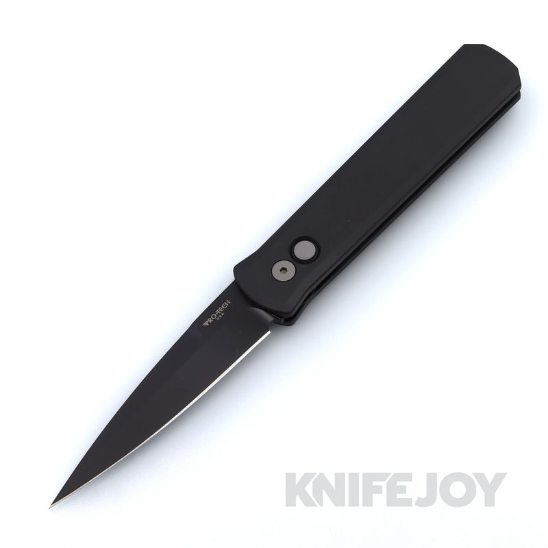Pro-tech Knives 921 GODFATHER Auto Black Blade with Black Aluminum Handles and Blasted Hardware