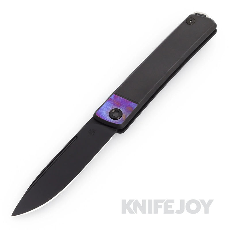 Medford Knives Gentleman Jack-2 S45VN PVD Drop Point Blade with Black w/ Pen Ano Bolsters Handles/ Black Hardware/ Flamed Clip - Scratch & Dent