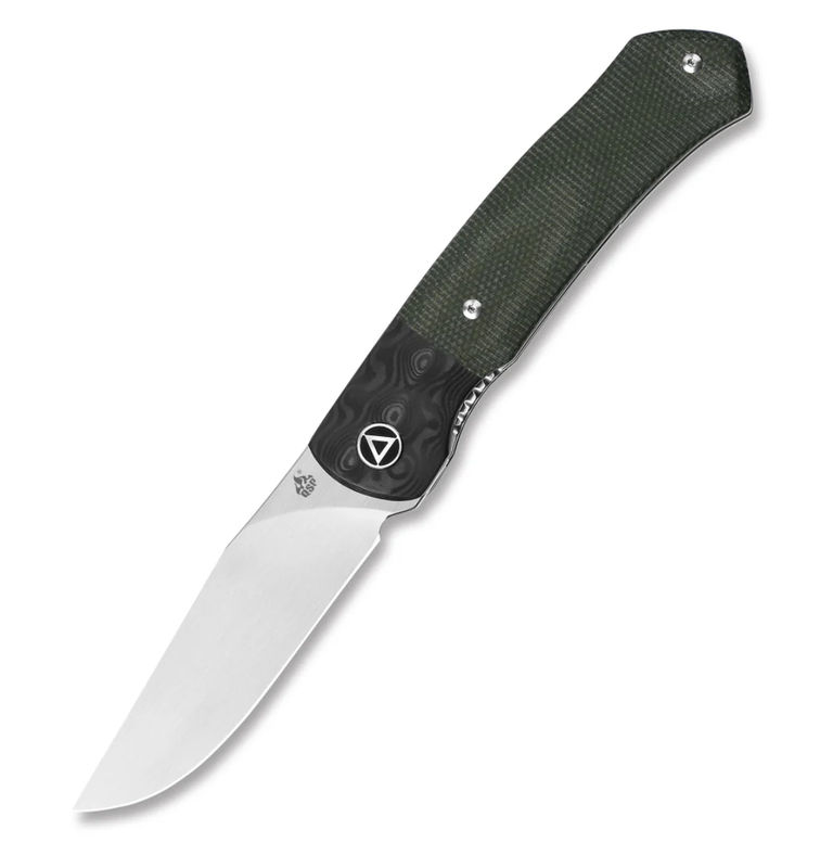 QSP Gannet QS137C Liner Lock CF Bolster/ Green Linen Micarta Handle with Satin Finish - Scratch & Dent
