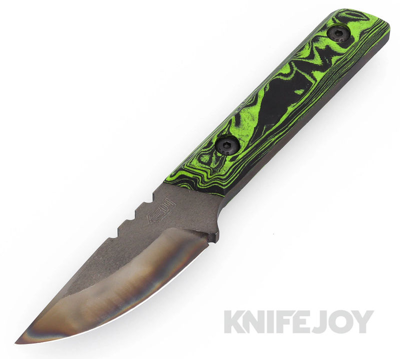 Bald Man Knife and Tool Thicker Clipper Fixed Blade Flamed Magnacut Blade with Ecto Swirl G10 Handles