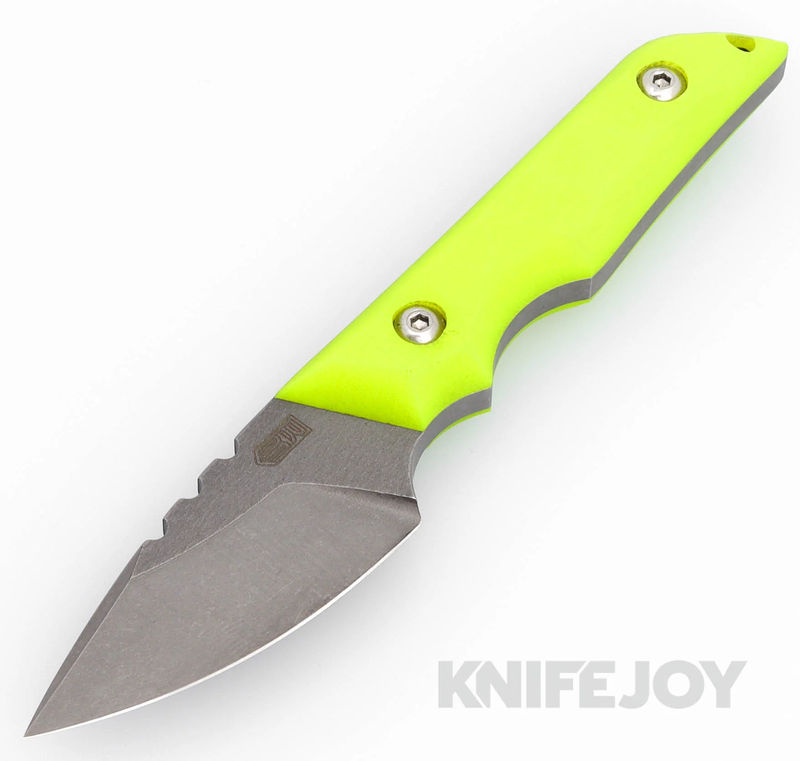 Bald Man Knife and Tool Thick-A-Tross Fixed Blade Magnacut Blade with Dayglow G10 Handles