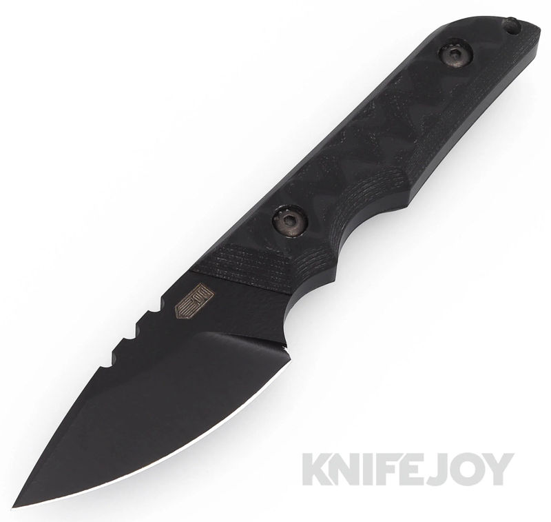 Bald Man Knife and Tool Thick-A-Tross Fixed Blade Flamed Magnacut Blade with Blackout G10 Handles