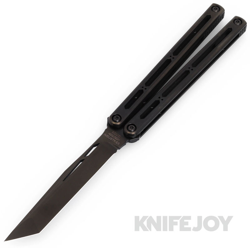 Squid Industries Knives Hydro Balisong Butterfly Knife DLC Blade with Hybrid Short G10/Titanium Handles