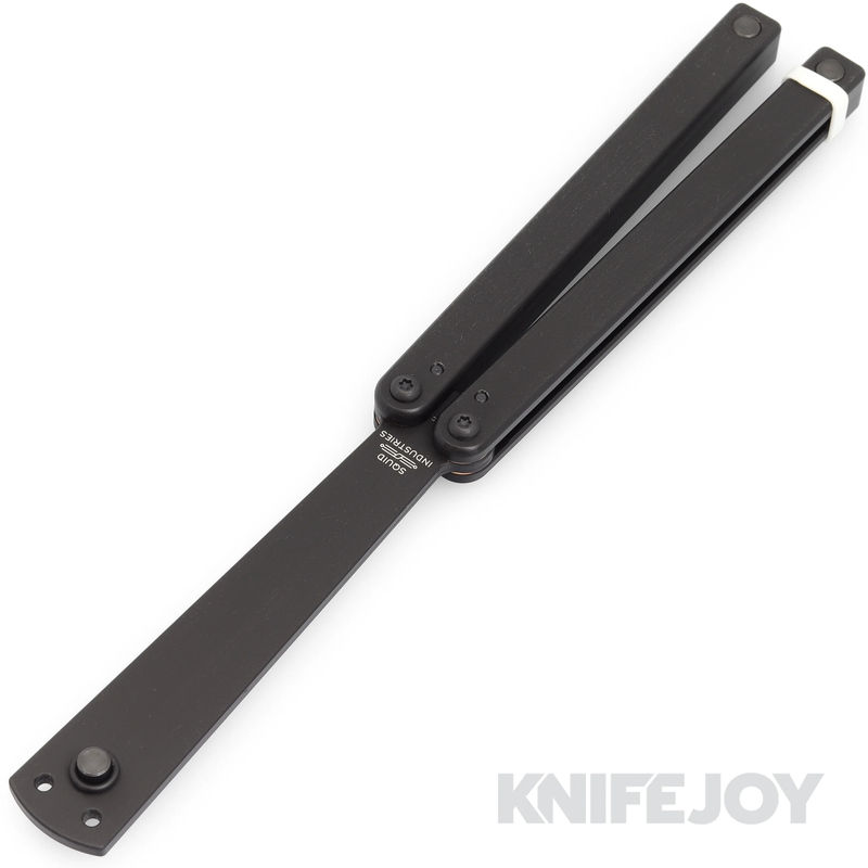 Squid Industries Knives Squiddy-B Trainer Balisong Butterfly Plastic Black Acetal Brushed Blade with Black Acetal Brushed Handles