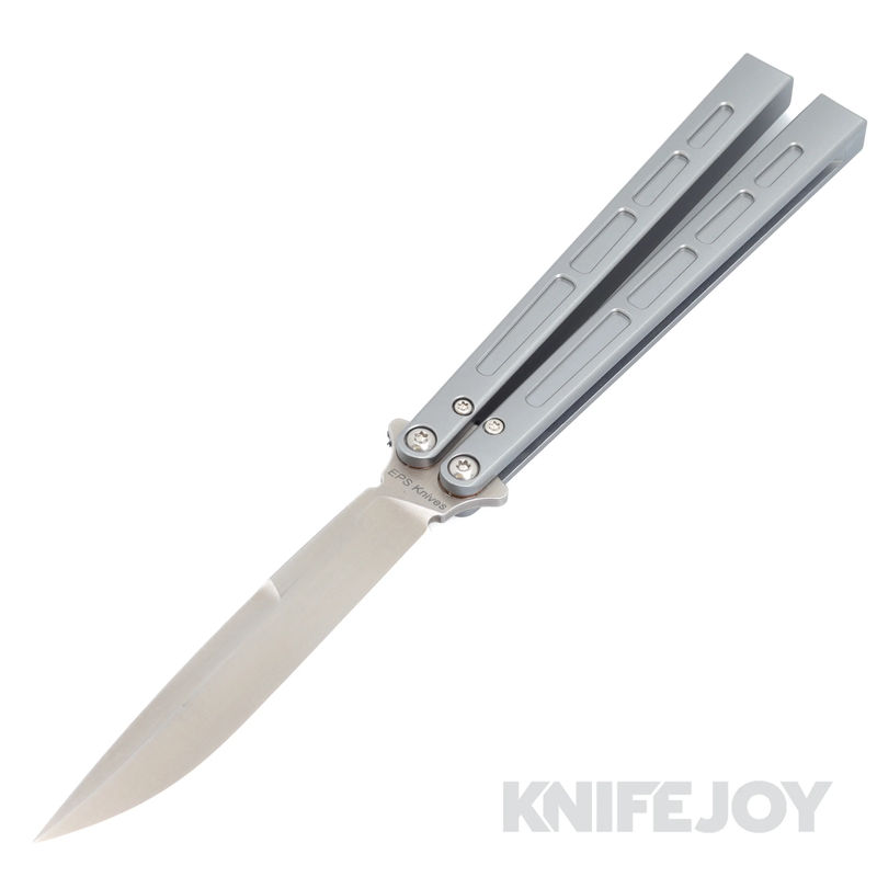 EPS Knives 101 Butterfly Balisong Knife Weehawk Plain Stonewash Blade with Anodized Aluminum Handles