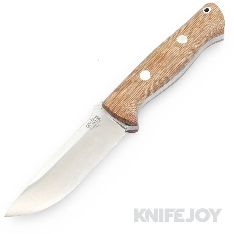 Bark River Bravo I Fixed Blade Knife Satin Finish Drop Point Blade with Natural Canvas Micarta MATTE Handles