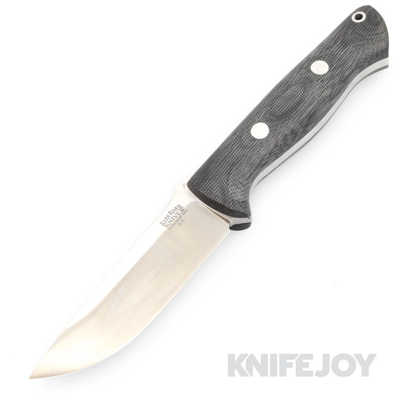 Bark River Bravo I Fixed Blade Knife Satin Finish Drop Point Blade with Black Canvas Micarta Handles