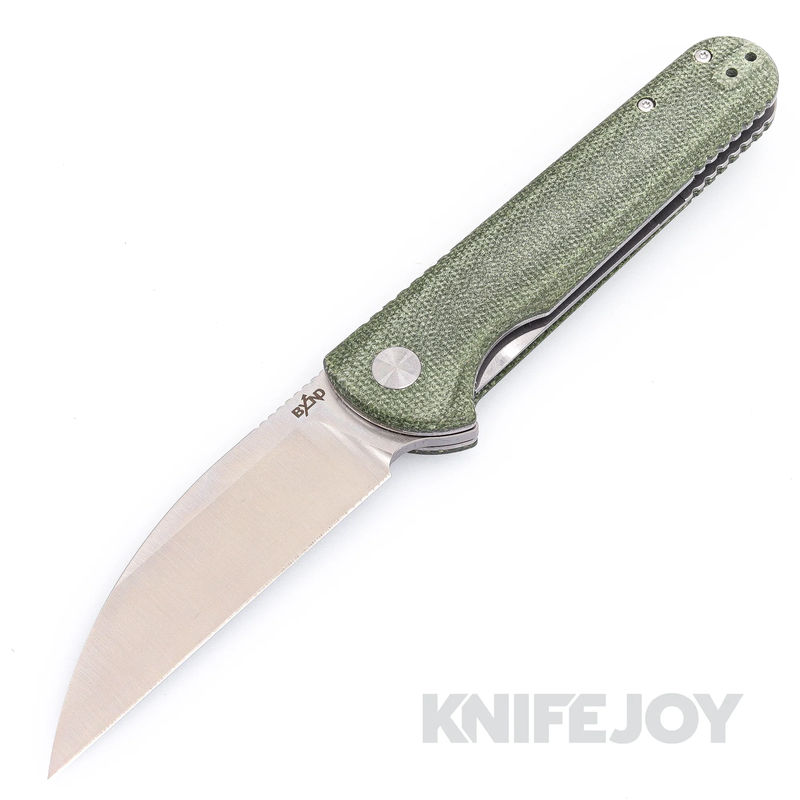 B'yond EDC BEDC2107-OD Dirk Pinkerton Slim Folder Satin Plain Blade with OD Green Micarta Handles
