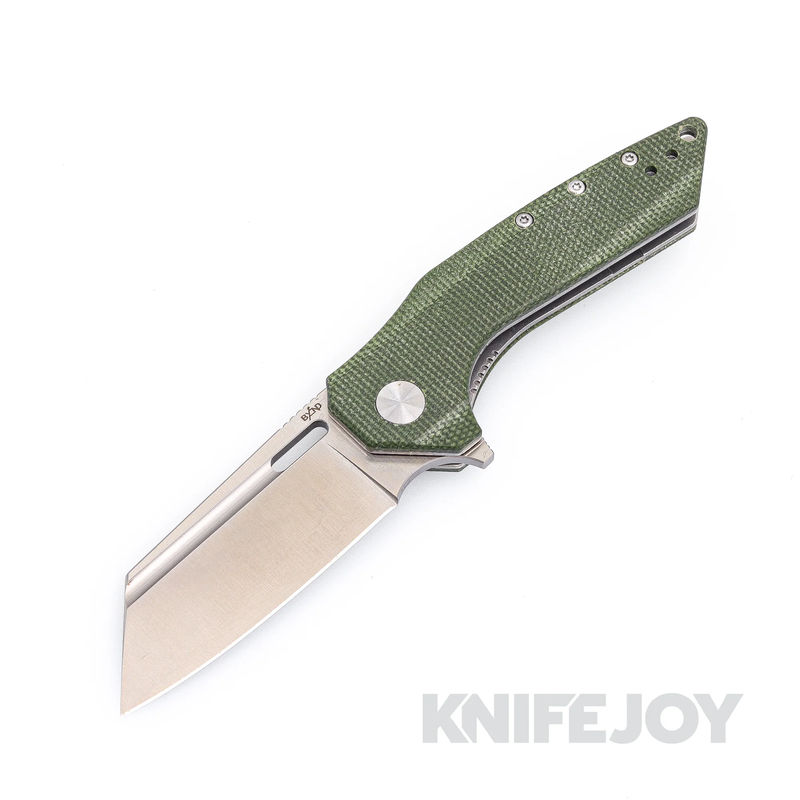 B'yond EDC BEDC2108-OD Thwaak Flipper Folder Satin Plain Blade with Green Micarta Handles