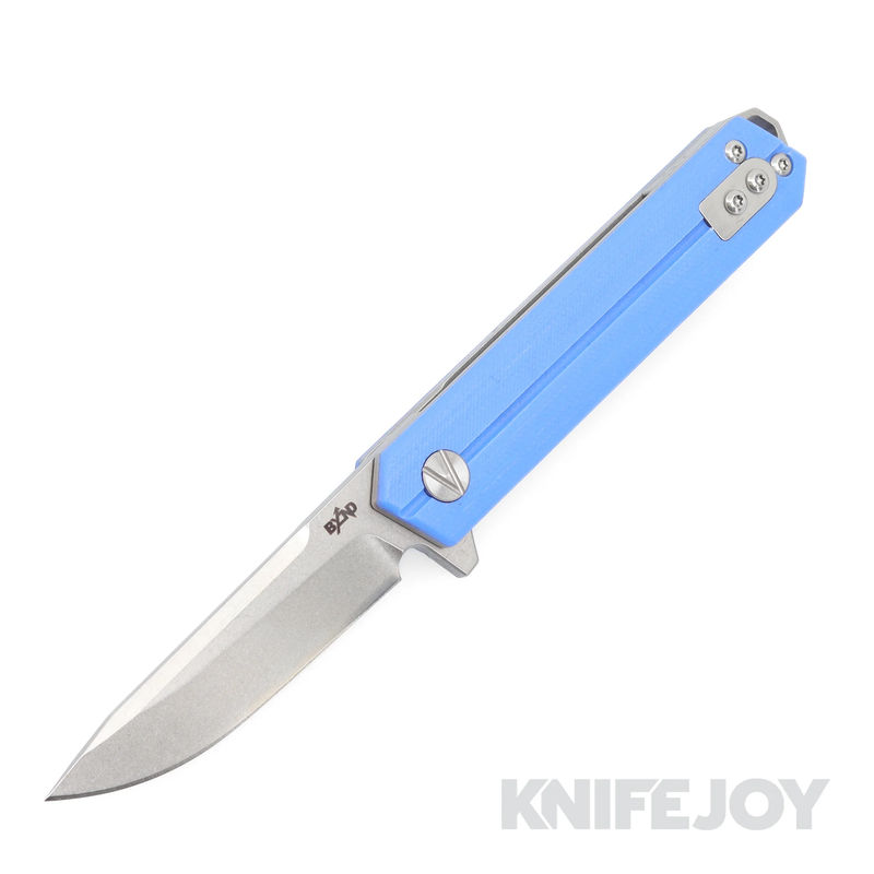 B'yond EDC SA1905R1DGS-BL Linear Liner Lock Folder Satin Plain Blade with Blue G10 Handles