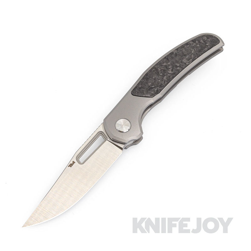 B'yond EDC Terra Mundi BEDCTM2102CF Rey Frame Lock Folder Satin M390 Plain Blade withTitanium Integral 1 piece with Carbon Fiber Handles