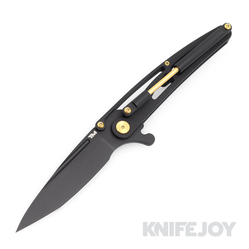 B'yond EDC Terra Mundi BEDCTM2302 Pneumatic Actuator Limited Edition Folder Black M390 Drop Point Blade with Black Titanium Handles with Piston/ Polymer Case