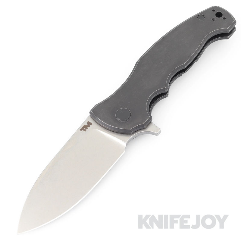 B'yond EDC River Wolf Frame Lock Stonewash Plain Blade with Black Stonewash Handles