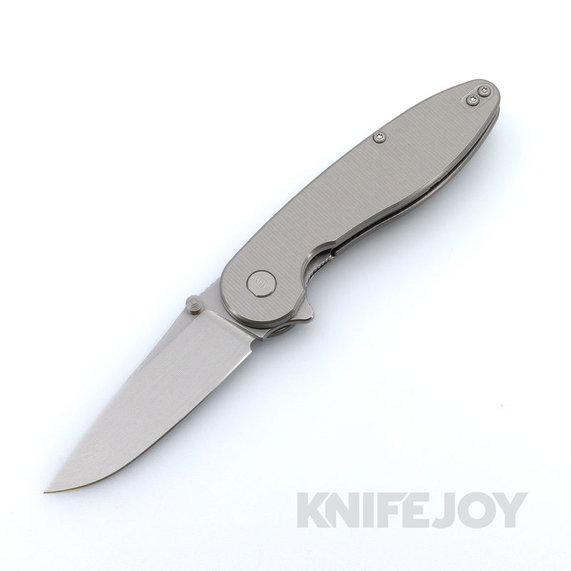 American Blade Works Model 1 V7 Flipper Stonewash Drop Point Magnacut Blade with Titanium Handles