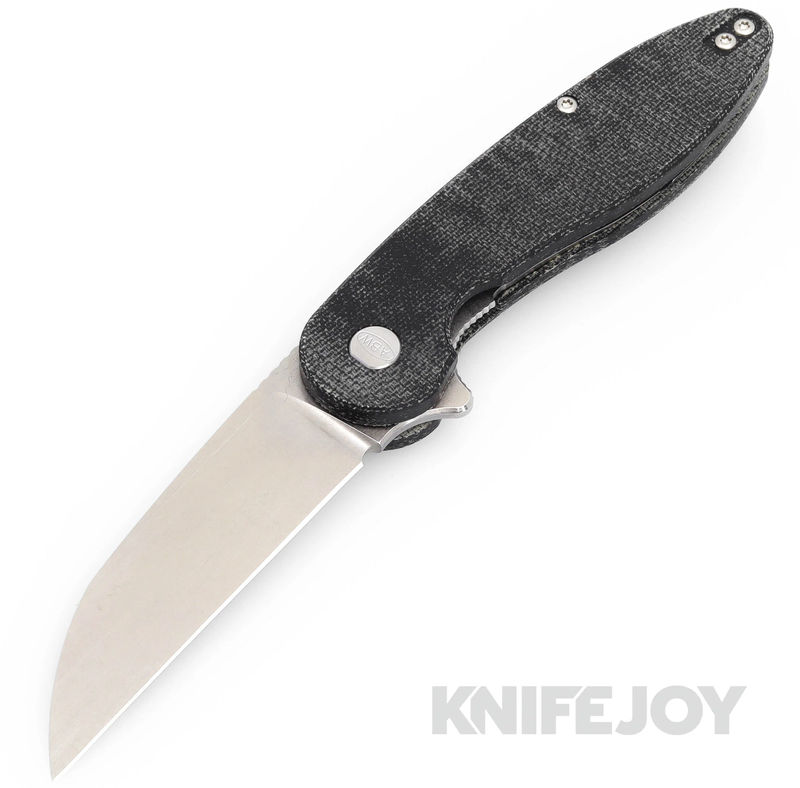 American Blade Works Model 1 V6 Flipper Stonewash Wharncliffe Magnacut Blade with Black Micarta Handles