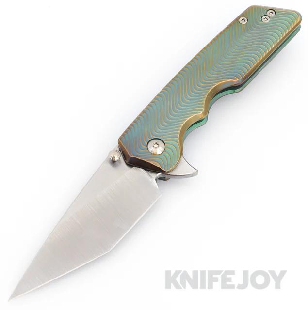 Attn2Detail Mercantile Knives Large MK3 Satin Magnacut Hissatsu Blade with Rising Grind and Shipwreck Flow Anodized Titanium Handles