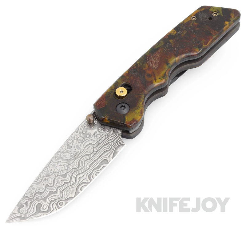 Attn2Detail Mercantile Knives Mark 3 Medium Damascus Blade with Vintage WW2 Micarta Scales