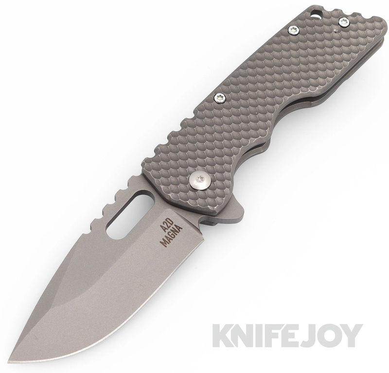Attn2Detail Mercantile Knives Mark 2 Medium Blasted Standard Magnacut Blade with Stonewash Double Divot Titanium Handles