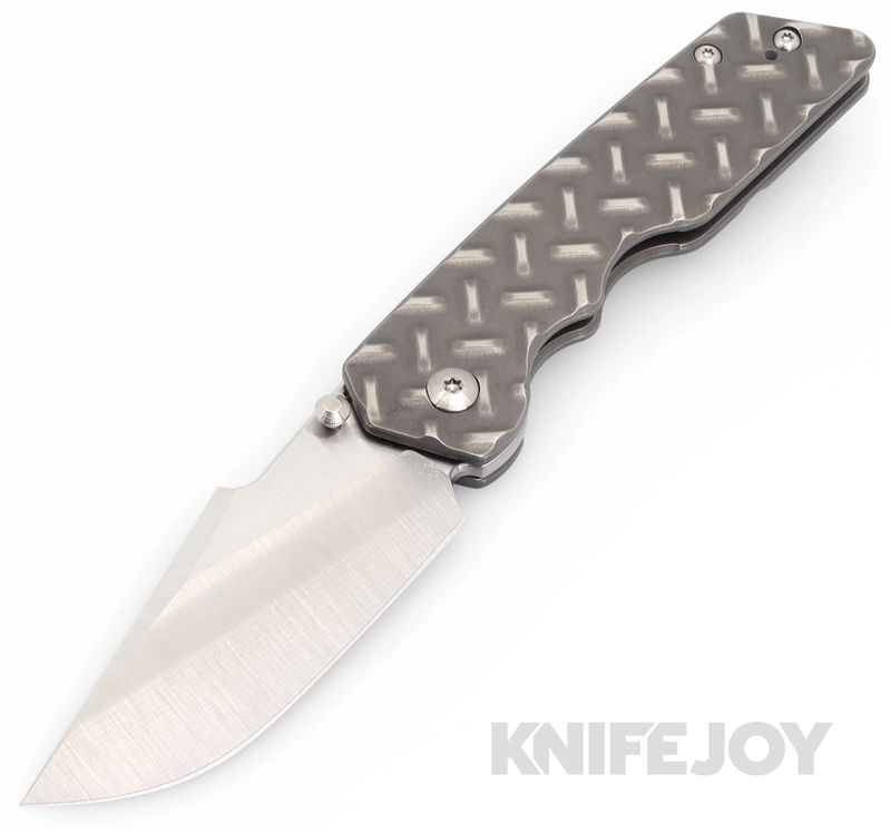 Attn2Detail Mercantile Knives Mark 3 Large Satin Magnacut Hissatsu/Compound Grind Blade with Polished Basketweave Titanium Handles