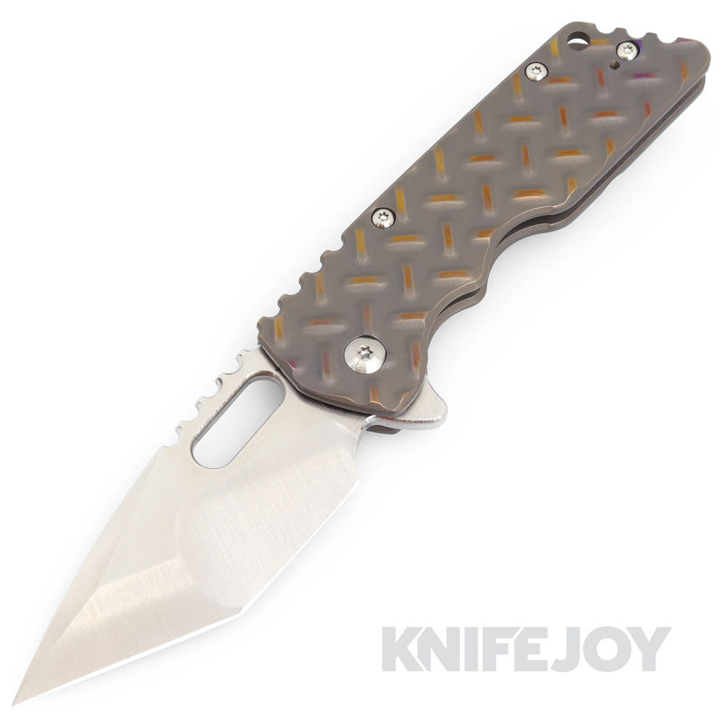 Attn2Detail Mercantile Knives Large MK2 Satin PD#1 Hissatsu/ Compound CruWear Blade with Bronze Titanium Treadplate Handles