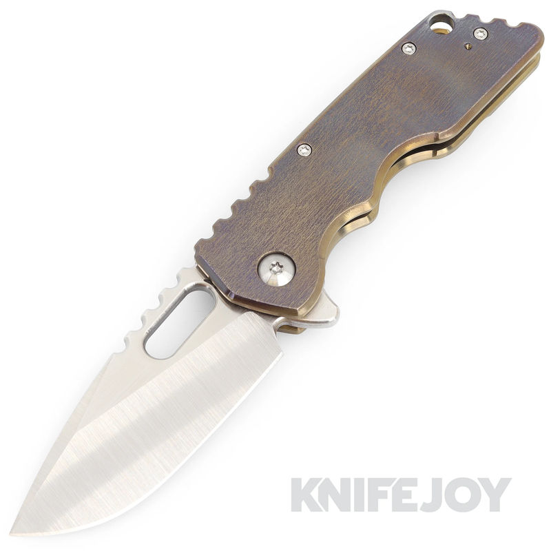 Attn2Detail Mercantile Knives Medium MK2 Satin Drop Point/Rising Magnacut Blade with Flamed Anodized Bark Titanium Handles